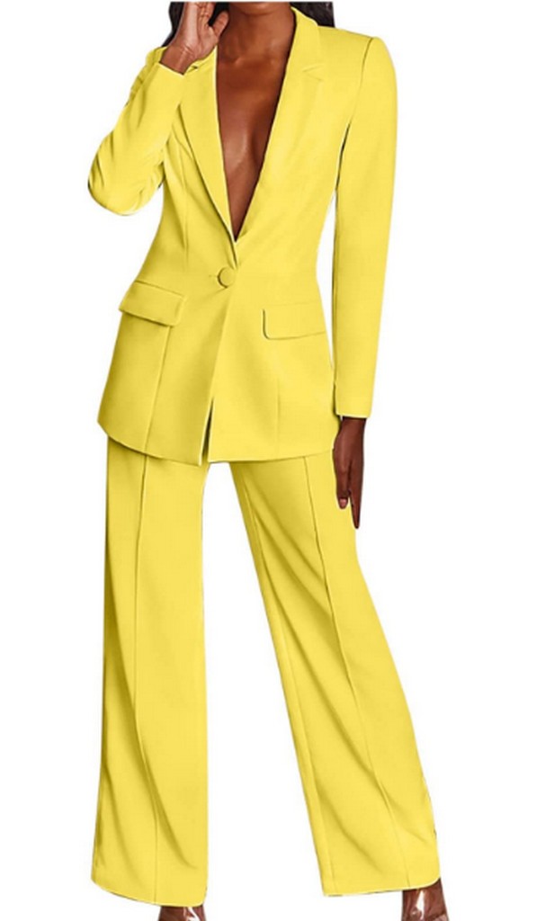 

Women's Peak Lapel Pantsuits Business Classic Wear Formal 2 Piece Suit Set Wedding Groom Tuxedos, 003