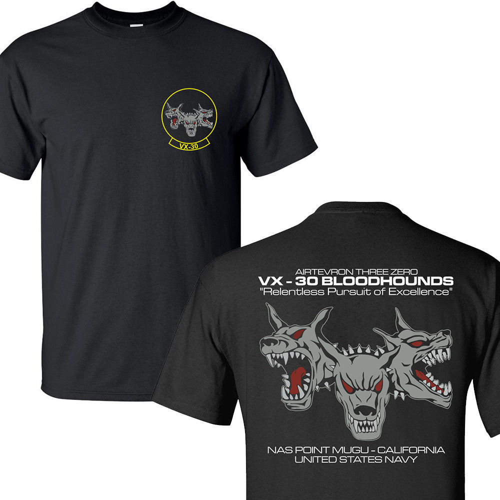 

New Summer Fashion Men Cotton T Shirt Vx30 Bloodhounds Squadron United States Navy T-shirts Hip Hop Tees Top Harajuku Streetwear C0413, Black