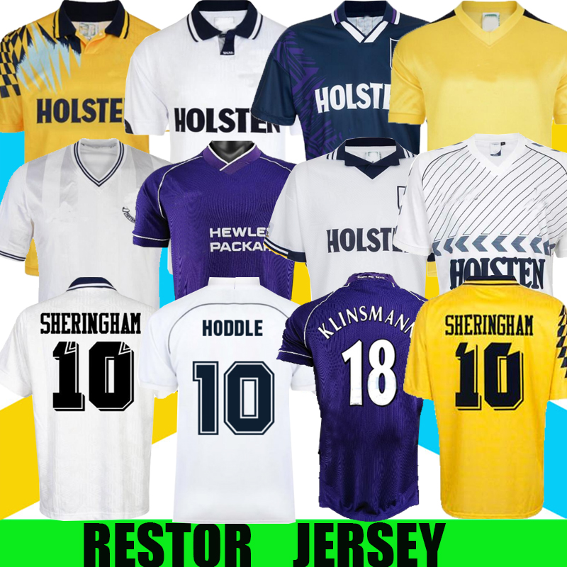 

Retro Ferdinand Ginola Klinsmann Classic Soccer Jersey 1991 92 93 94 98 99 2008 09 Sheringham ANDERTON SPURS Armstrong Sherwood Vega Football shirt, Black;yellow