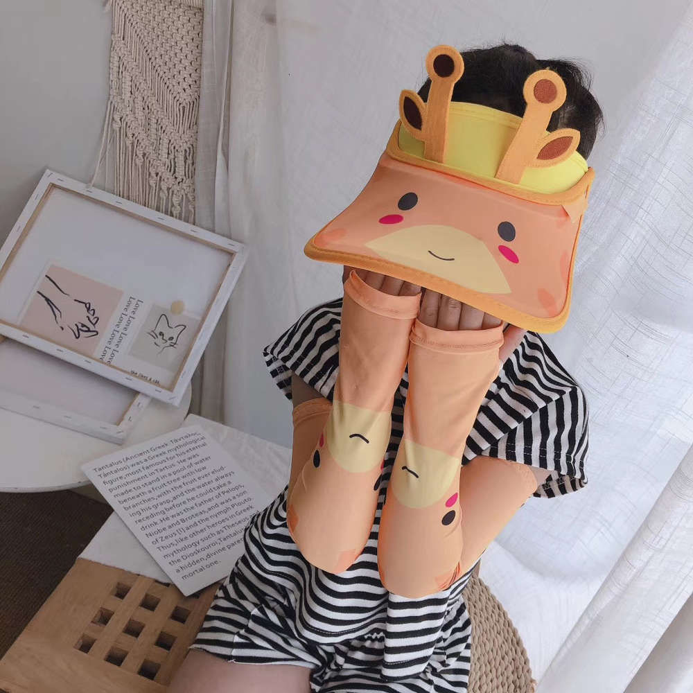 

Children's sunscreen ice sleeve dinosaur hat summer thin silk Cute Rabbit Hat, Yellow