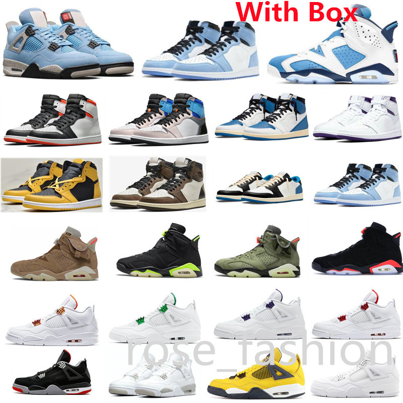 

1 High OG Hyper Royal Dark Mocha Pollen Electro Orange shoe Basketball Shoes 6s UNC Electric Green Gold Hoops 4 Lightning 4s White Oreo Bred, 53