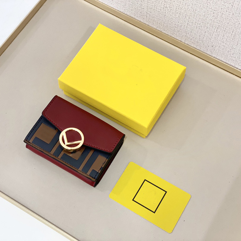 

Fashion short wallets 2021 classic F letter clutch luxury brand-name wallet multi-function card pocket small holders men and women leather, Red;black