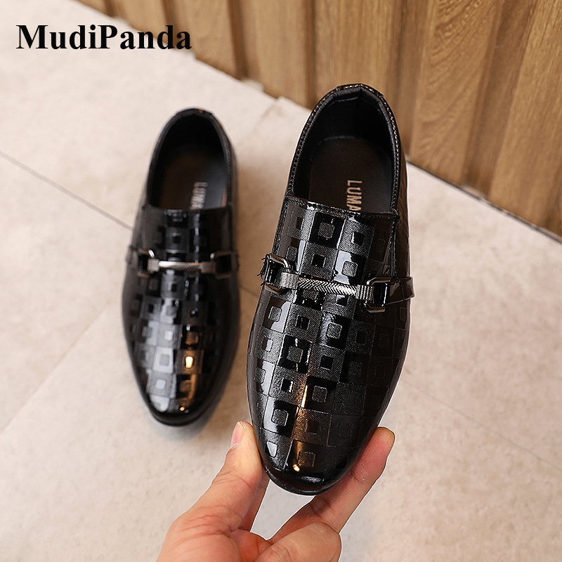 

MudiPanda Boys Formal Dress Shoes For Girls Pointed British Style Fashion Show Bla 2021 Autumn Children Student Single Shoes, Black