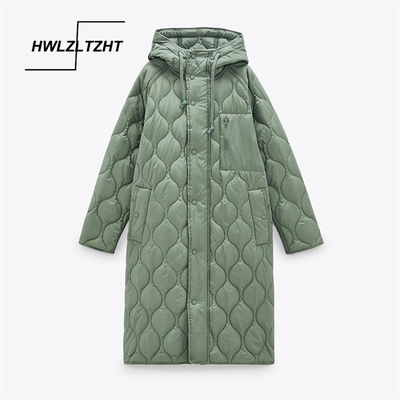 

HWLZLTZHT Winter Vintage Women's Parka Warm Jacket Coat Casual Hooded Overcoats Female Loose Long Outwear Windbreaker 211018, Black
