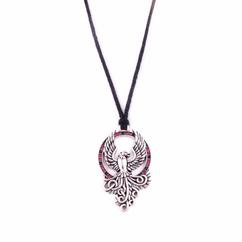 

Pendant Necklaces PHOENIX Rising Majestic Solar FIRE BIRD Amulet Wax Rope Necklace
