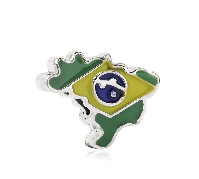 

Fits Pandora Bracelets 20pcs Brazil Map Flag Enamel Silver Charms Beads Fits pandora Charms Bracelet Necklace For Jewelry Making 925 Sterling Silver Charms