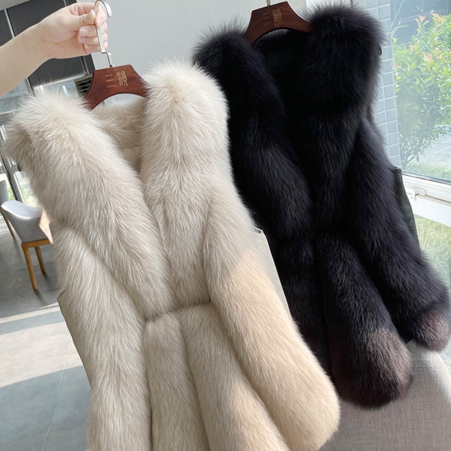 

Fashion Winter Warm High Imitation Faux Fur Coat Vest Women Thick Faux Fur Jacket Long Pattern Sleevless Outwear, Pink