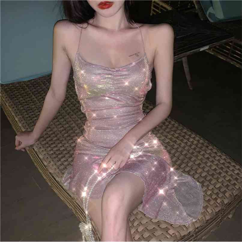 

Sexy open back irregular dress summer fashion sale 210520, Light silver