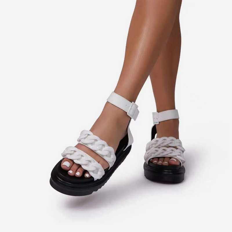 

2021 Summer New Shoes Womens Sandals Students Flat Platform Shoes Women Soft Patent Leather Gladiator Sandals Female Beach Shoes Y0721, Black