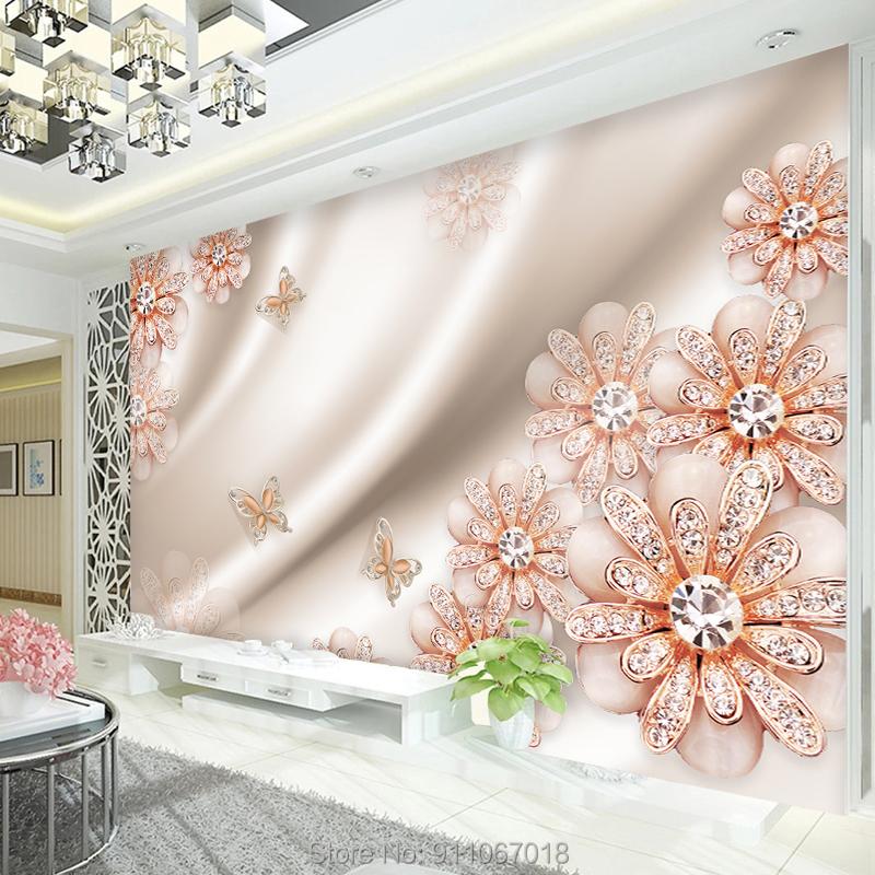 

Wallpapers Custom Silk Cloth Jewelry Mural Isolon For Flowers 3d Stickers Wall Decoration Bedroom Living Room Marble Wallpaper Cabinet, As pic