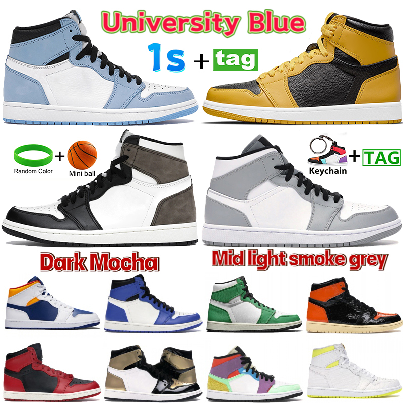 

Newest 1 1s Basketball Shoes University Blue Fragment twist Dark Mocha pollen Seafoam Shadow Light Smoke Grey patent bred chicago Toe UNC men women designer Sneakers, #48- bubble wrap packaging