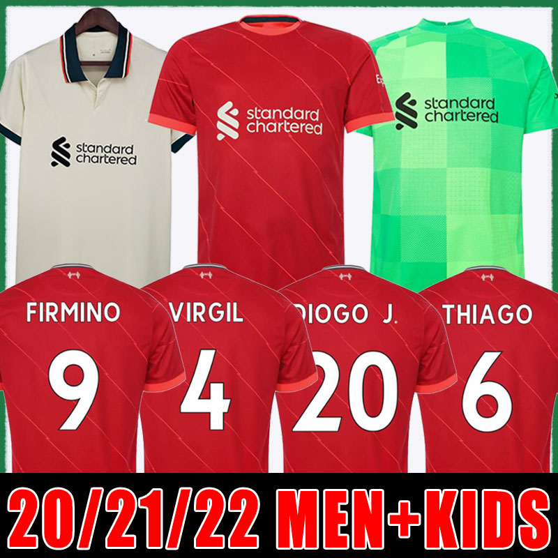 20 21 22 soccer jerseys THIAGO FIRMINO LVP ALEXANDER ARNOLD MANE VIRGIL football shirt 2020 2021 2022 DIOGO J. Men Jersey MEN+Kids Kit set M. SALAH