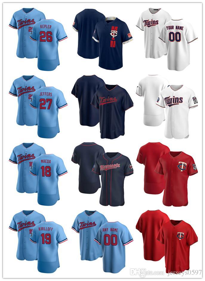 

Custom Jersey Mens women Youth MinnesotaTwins27 Ryan Jeffers 26 Max Kepler 19 Alex Kirilloff 18 Kenta Maeda Baseball Jerseys, Blue;black
