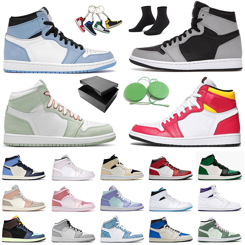 

2021 With Box Original Basketball Shoes Jumpman 1 1s Men Women High OG Dutch Green Purple Off Fragment Cactus Jack University Blue Mid Pink White Sneakers Trainers, # seafoam 36-46