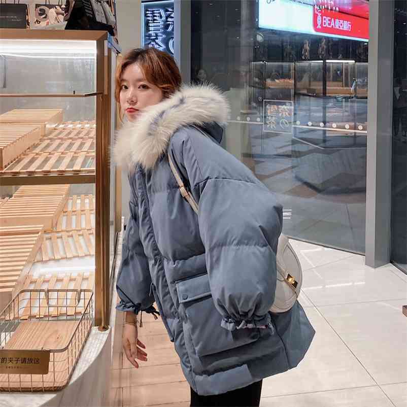 

Fashion Autumn Winter Women Jacket Female Fur Collar Hooded Short Parkas Warm Casual Plus Size Loose Overcoat Coat 210519, Black