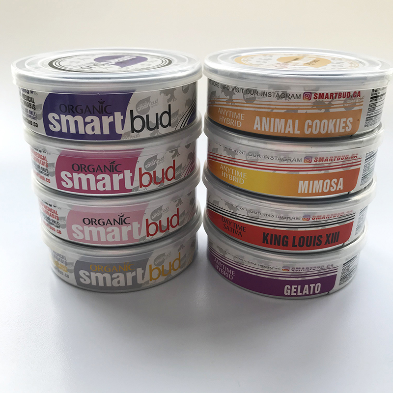 

Cali Presstin Cans bottle with stickers 3.5G SMART BUD Tuna Can 100ML Empty Dry herb flower Metal Container 73*23mm