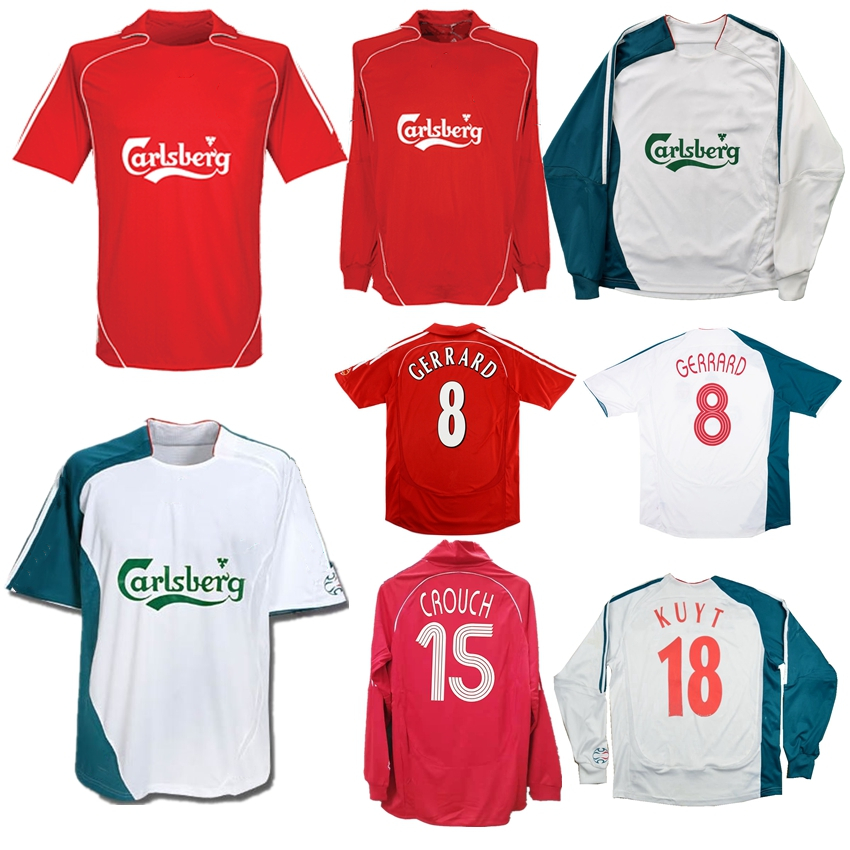 

2006 2008 Gerrard Fowler ALONSO KUYT Riise retro soccer jersey home away 2007 CARRAGHER Mascherano vintage classic football shirt, Home jersey