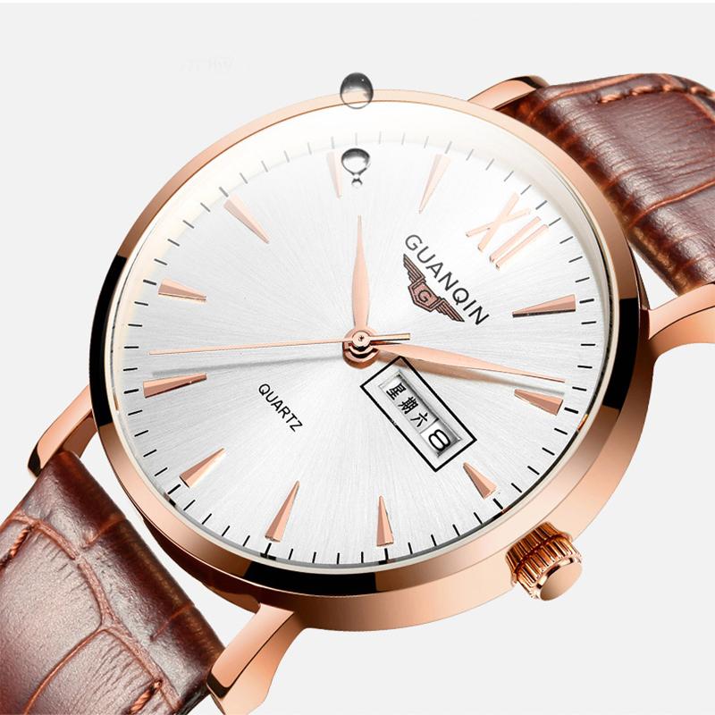 

Wristwatches GUANQIN Luxury Sports Quartz Men's Watch Japanese Movement Stainless Steel Case Leather Strap 30 Waterproof Relogio Masculino, Silver black