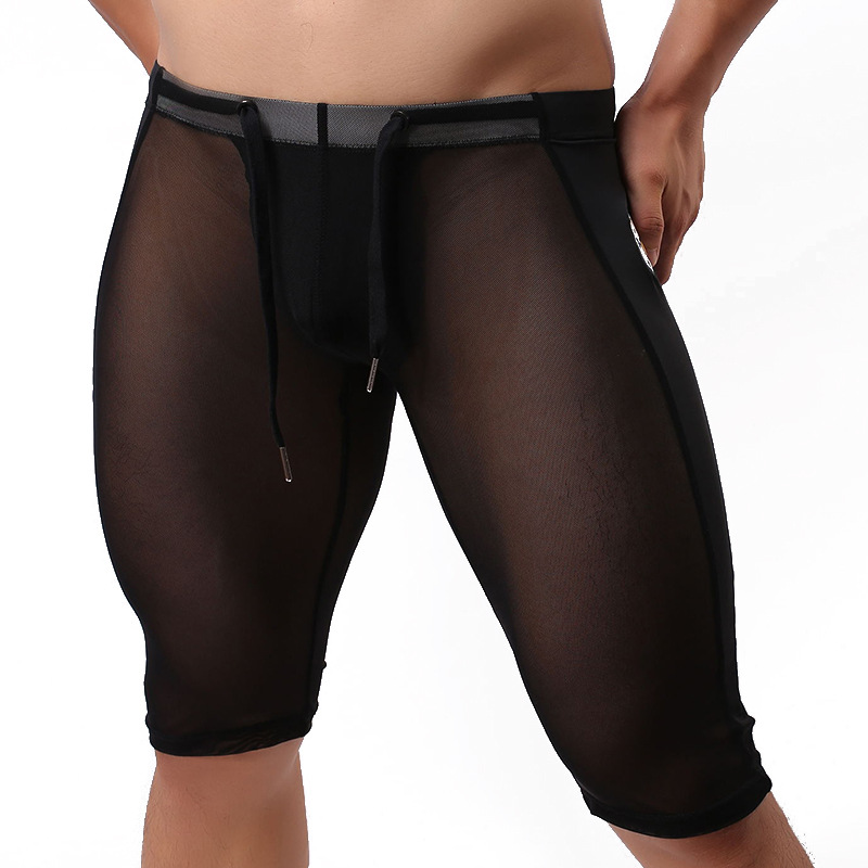 Mens swimwear sexy Swimming Trunks underwear tight panties yoga hot sport summer pants men swimsuits sheer see through-image-683835604