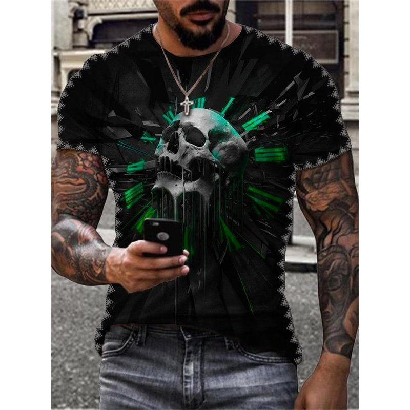 

Dark pattern men's 3D printed T-shirt graphic optical illusion short sleeve party top street punk goth crew neck summer, White;black