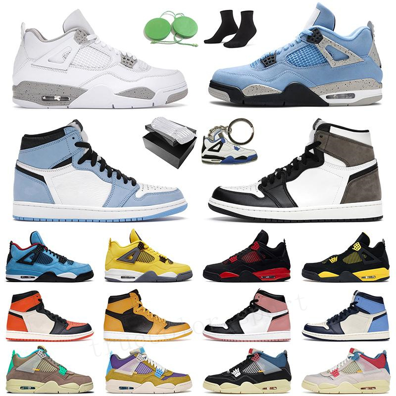 

University Blue Jumpman 1s 1 Sail Black Cat 4 4s Basketball Shoes Sports Men WomenRed Thunder Chicago Obsidian UNC Fearless Bloodline Sneakers trainers with box