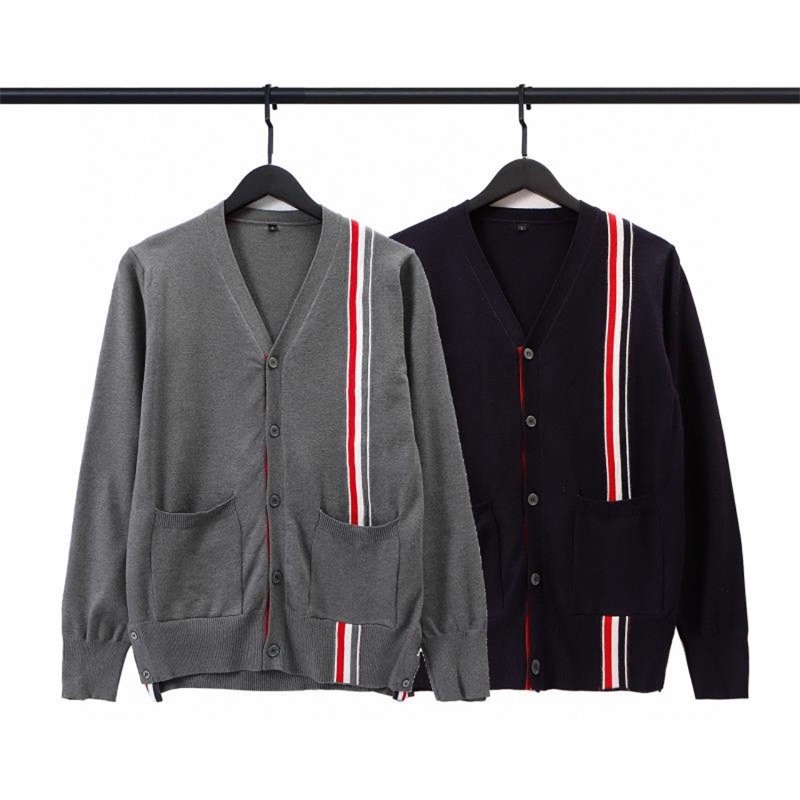 

2021 new and wo lovers TB cardigan trend slim thin wool sweater men's, Black