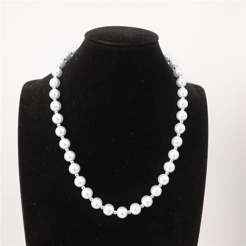 

Round Bead Interval Necklace Men And Women Clavicle Chain Stitching Short Hip Hop Simple Chains