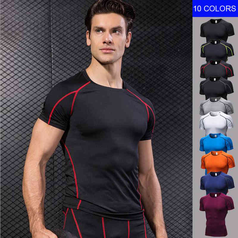 

Men' T-Shirts t-shirt Compression Sport T Shirt Quick Dry Fit Running T-Shirt Fitness Tshirt Elastic Basketball 1053 KKWG, Black1