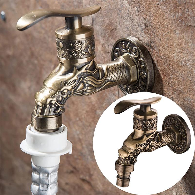 

Bathroom Sink Faucets Outdoor Faucet Garden Bibcock Tap Balcony Washer Mop Vintage Style Zinc Alloy 1/2" Interface PR Sale