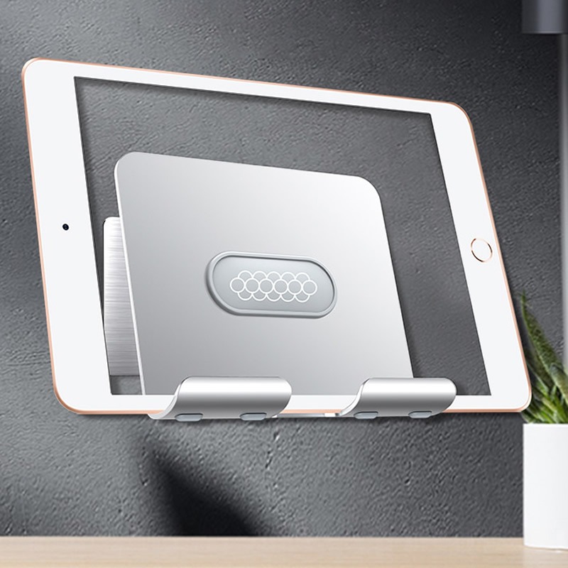 

Aluminum Wall Mount Phone Tablet Holder Stand Flodable Adjustable 4-13 inches Bracket for iPad Pro 12.9, Silver