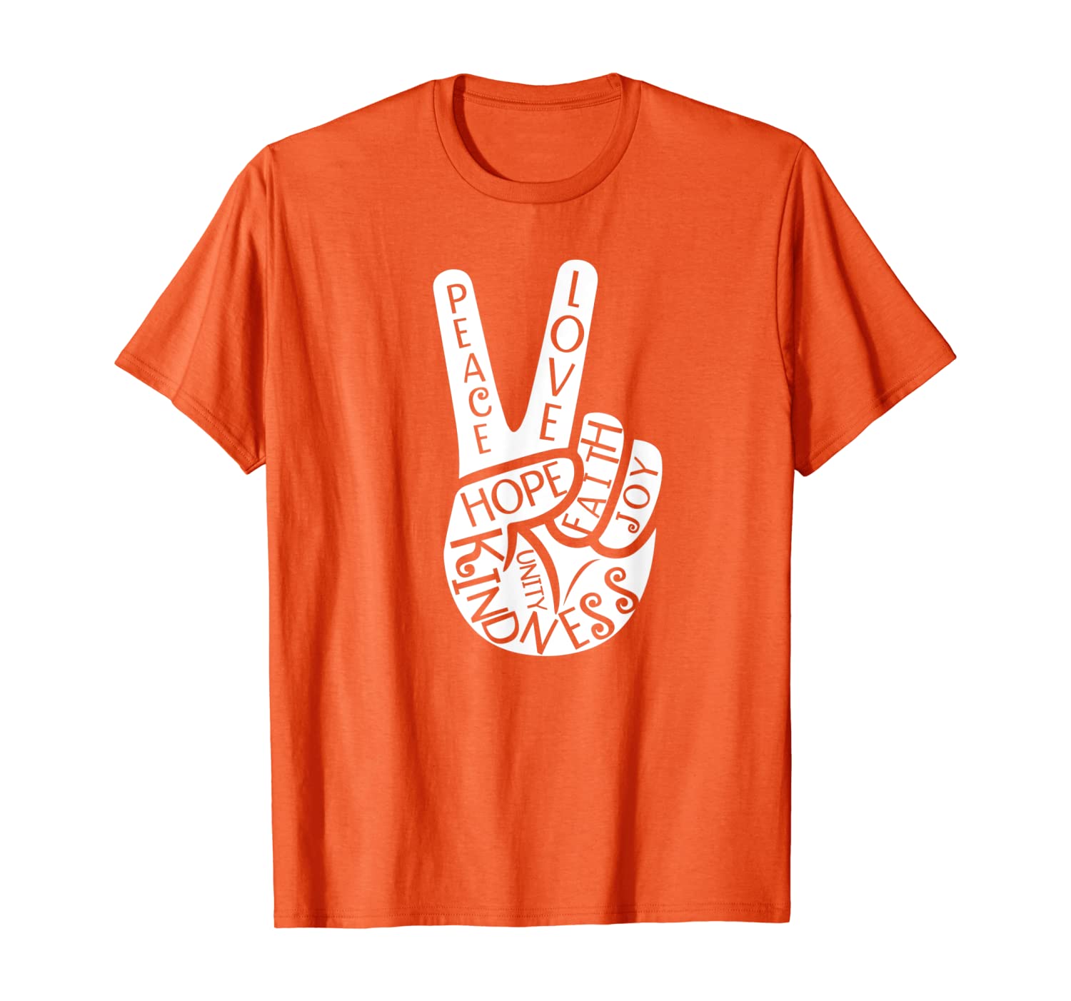 

Unity Day Orange Peace Hand Sign Kindness Anti Bullying T-Shirt, White;black