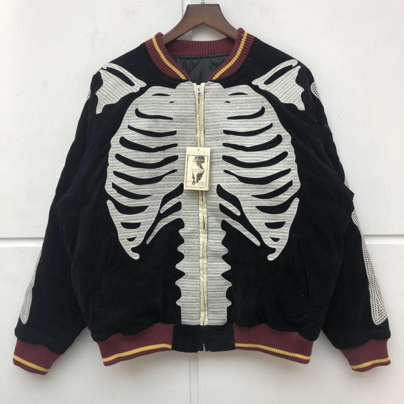 

Men's Jackets 2021FW Full Bone Embroidery KAPITAL Bomb Jacket Men Women Quality Autumn Winter Zip Sleeves Denim Coat WY375, Black