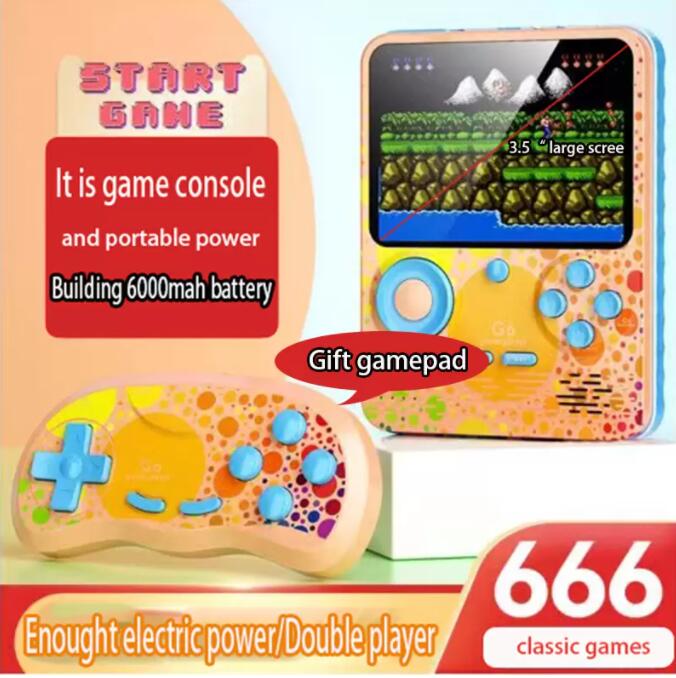 

G6 Kids Handheld Video Game Console 3.5 Screen power bank Game Player 666 in 1 Two Gamepad 6000mah battery charging your phone