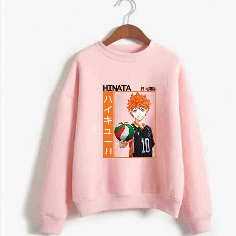 

SHOYO HINATA Haikyuu Sweatshirts Hoodie Round Neck Harajuku Pullover Male and Female Y1213, Black