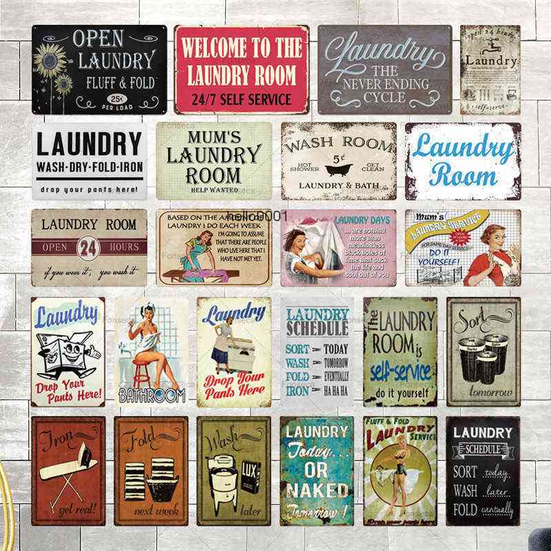 

Tin Plaque Vintage Retro Metal Sign Wall Decor for Laundry Rooma