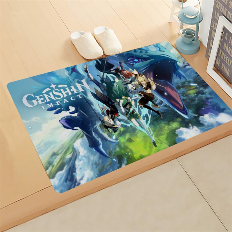 

carpets game cartoon doormat genshin impact front bathroom absorbent non-slip rug entrance bedroom home decoration carpet