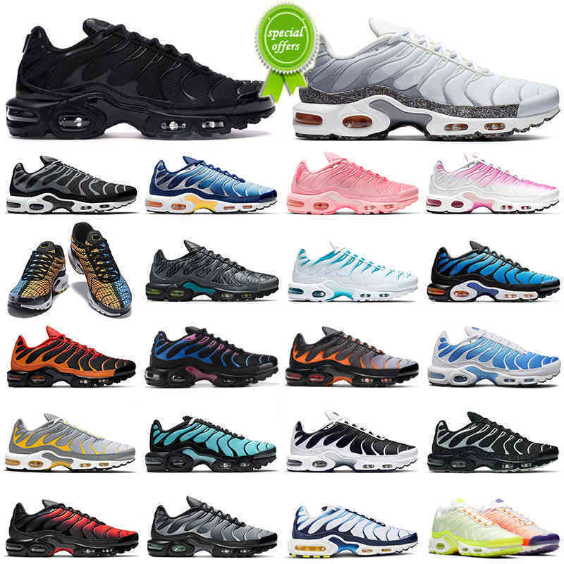 

{light}Discount tn plus running shoes men women Hyper Blue Grey Orange Greedy tns womens mens trainers outdoor sports sneakers Breathable, 36-46 triple white