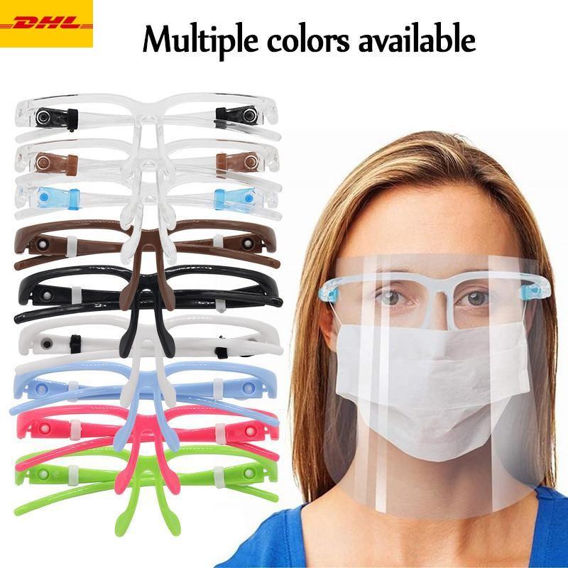 

Protectives Masks Face Shield With Glass Holder Safety Oil-Splash Proof Anti-UV Protective Cover Transparent Facial Glasses Mask