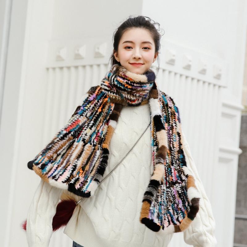 

Scarves Real Fur Collar Versatile Shawl Scarf Winter Style Fashion, Blue;gray