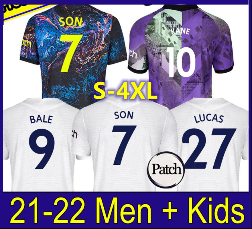 

S-4XL 21 22 SON DELE BALE KANE SPURS soccer jersey BERGWIJN HOJBJERG LO CELSO 2021 2022 LUCAS football shirts uniforms men + kids kit, Home-kids
