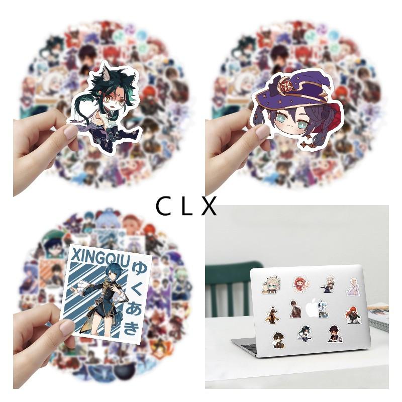 

Keychains 50pcs Genshin Impact Waterproof Stickerscosplay Xiao Keqing Venti Zhongli Diluc Suitcase Water Cup Graffiti Paper