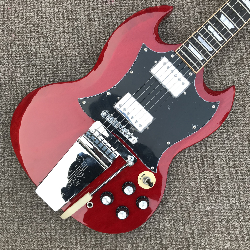 

SG electric guitar, rosewood fingerboard, chrome hardware, vibrato system, frets binding, solid mahogany body guitar
