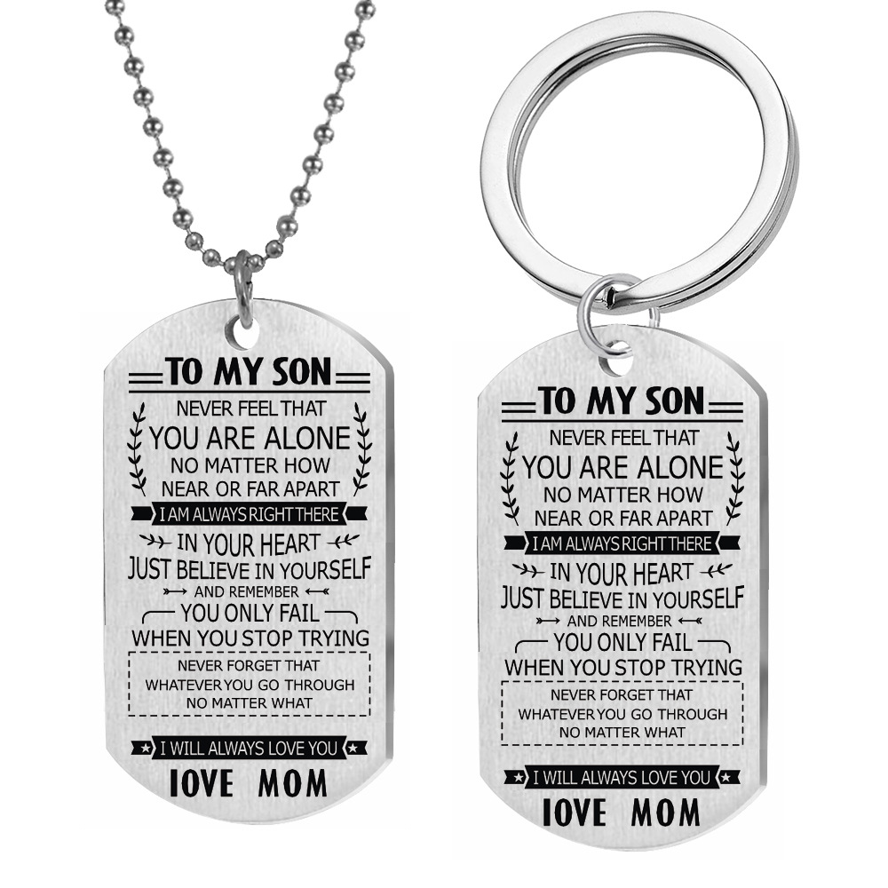 

Stainless Steel Tag Necklace TO my son Letter Military Pendant Necklace