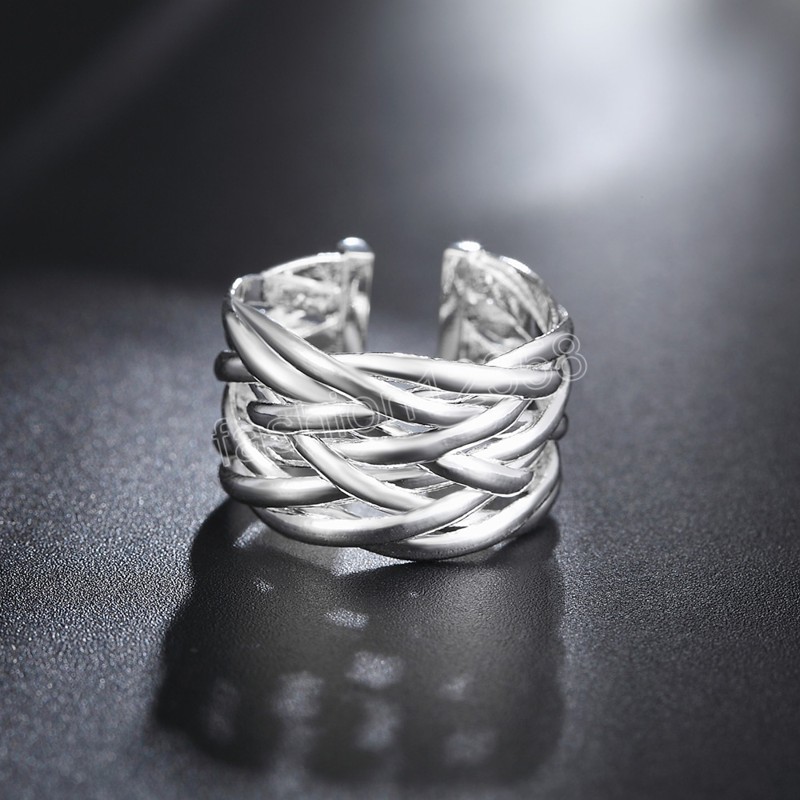 

925 Silver color Ring For Women adjustable Fashion Retro Wedding Engagement Party Gifts Charm Jewelry high quality