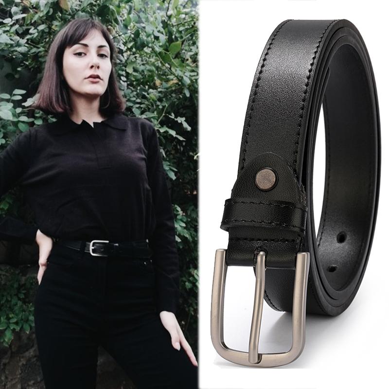 

Belts Women Leather Belt Fashion Dress With Single Prong Buckle, Black