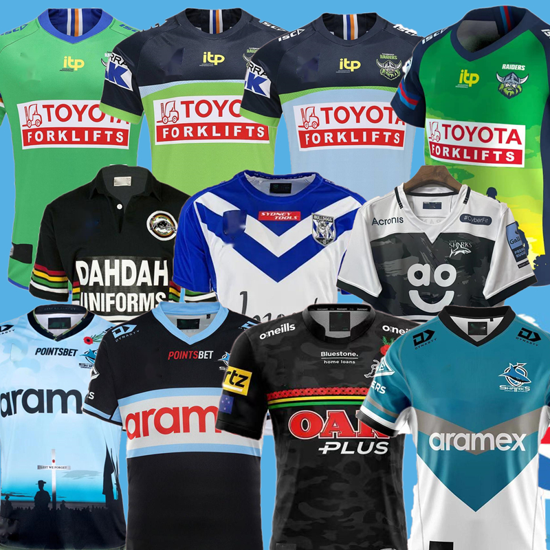 

22 23 Super Rugby League NRL Lan Holden Jersey Australian Raider rooster Bull Stormer Dog head Navy Jaguar Black Shark 2022 2023 Retro Rugby shirt S-5XL, Rugby jerseys