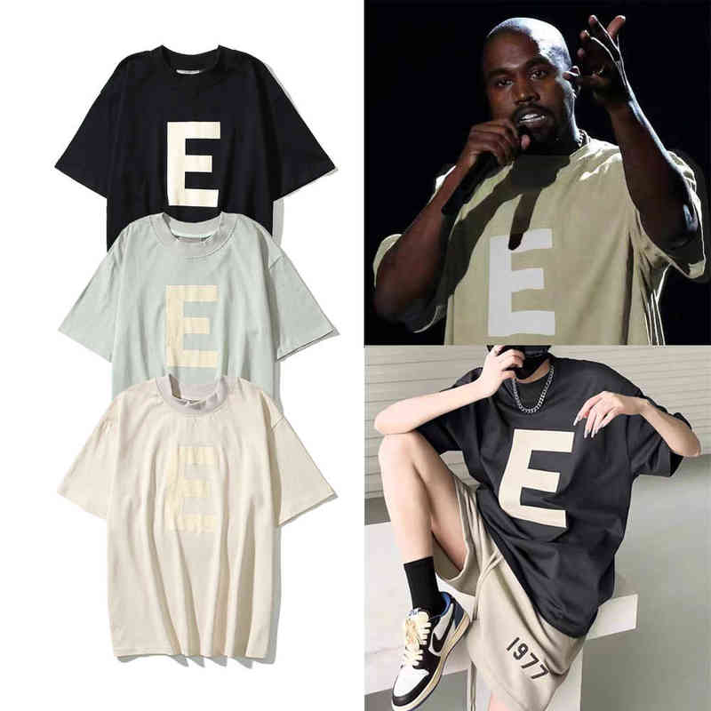 Fashion Essentials Designer Couples t shirts Fog Double Thread High Street E-flocking Summer Short Sleeve Men's T-shirt