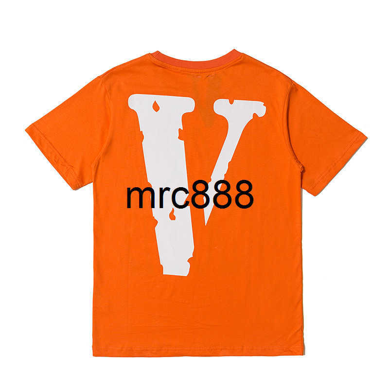 

ss orange big V-letter T-shirt trendy street loose men and women summer tee