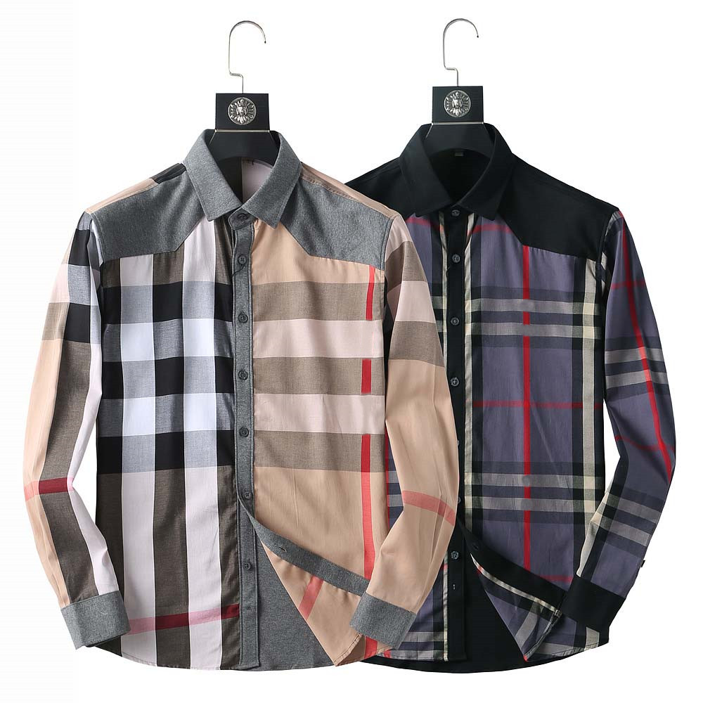

Men's Dress Shirts Designers Menswear Fashion Society Red check Men Solid Color Business Casual short liningM-3XL