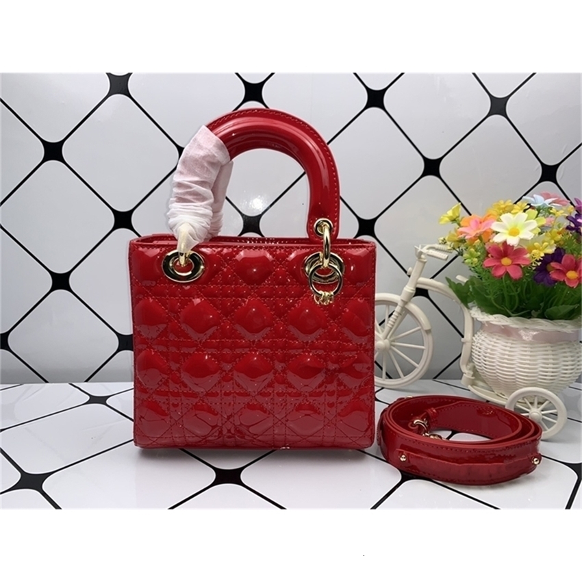 

Top Luxury Designer Purse Hot Patent Leather Woman Bag Cross Shoulder Wallet Bamboo Fashion Lady Diana Handbag Letter Popular Handbags, Red patent leather